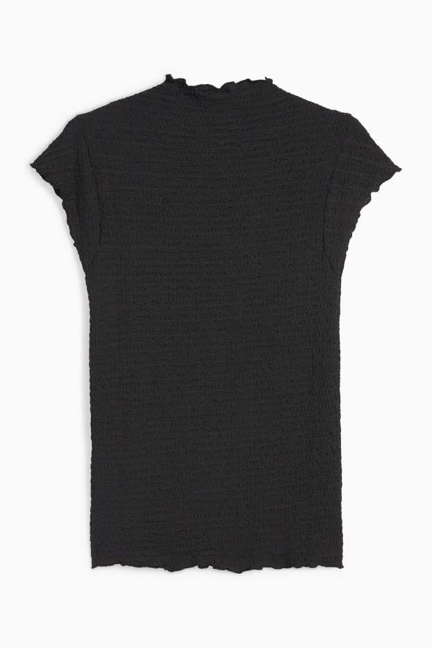 Women - T-shirt - textured - black