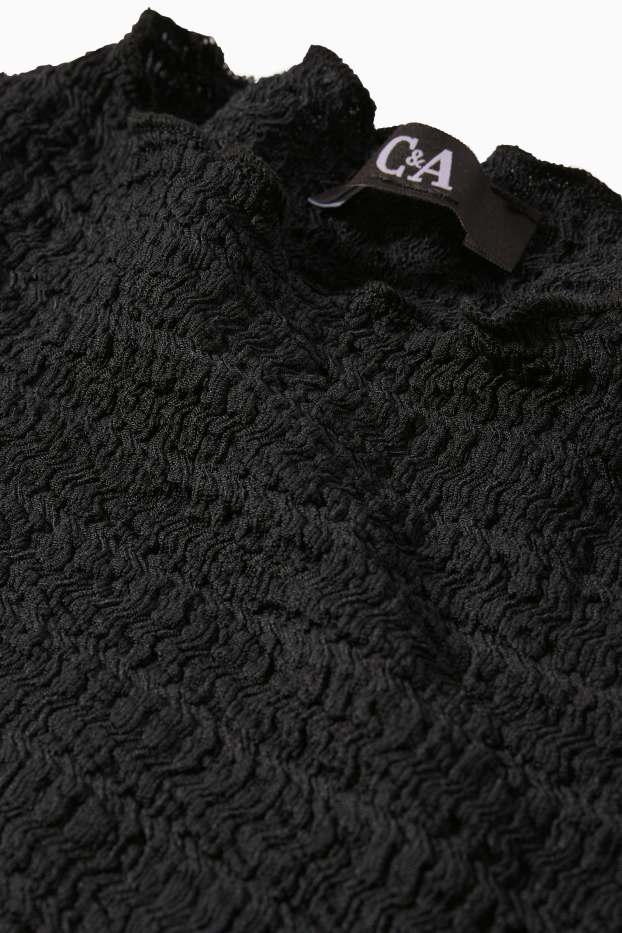 Women - T-shirt - textured - black