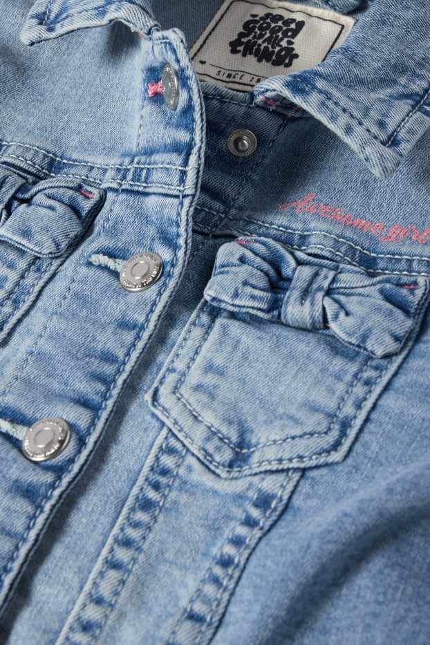 Children Girls - Bow - denim jacket - blue denim