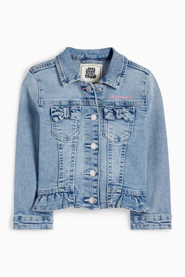 Children Girls - Bow - denim jacket - blue denim