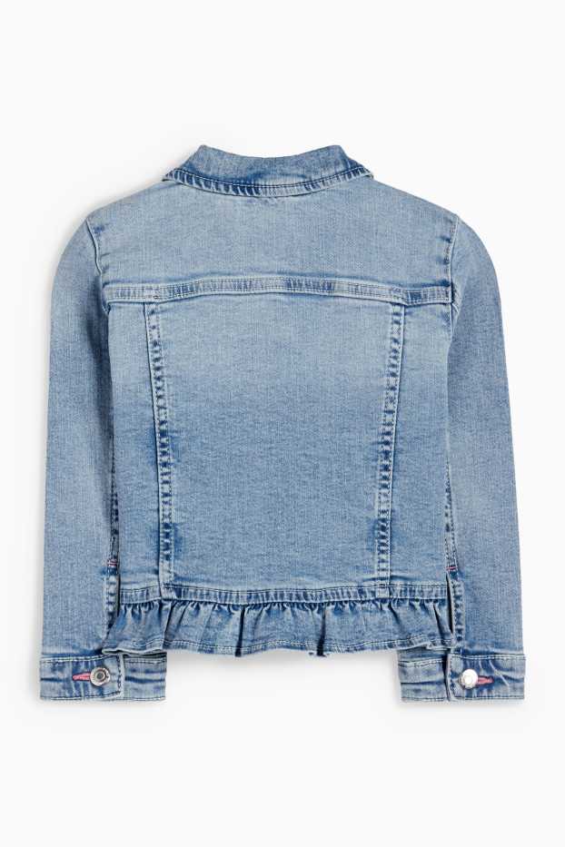 Children Girls - Bow - denim jacket - blue denim