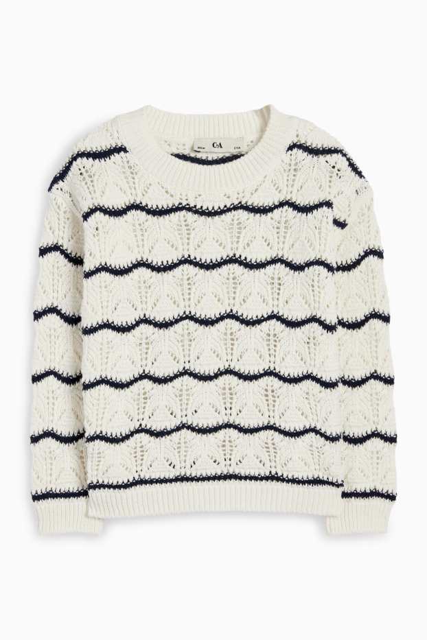 Children Girls - Jumper - striped - cremewhite
