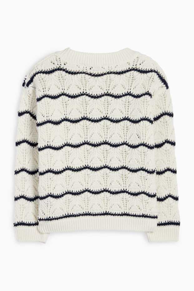 Children Girls - Jumper - striped - cremewhite