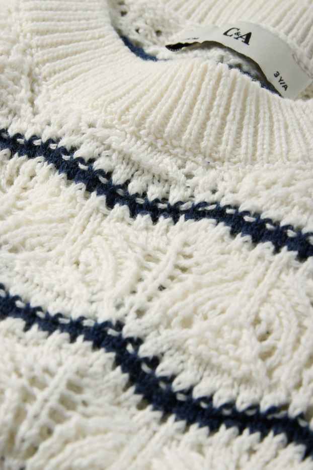Children Girls - Jumper - striped - cremewhite