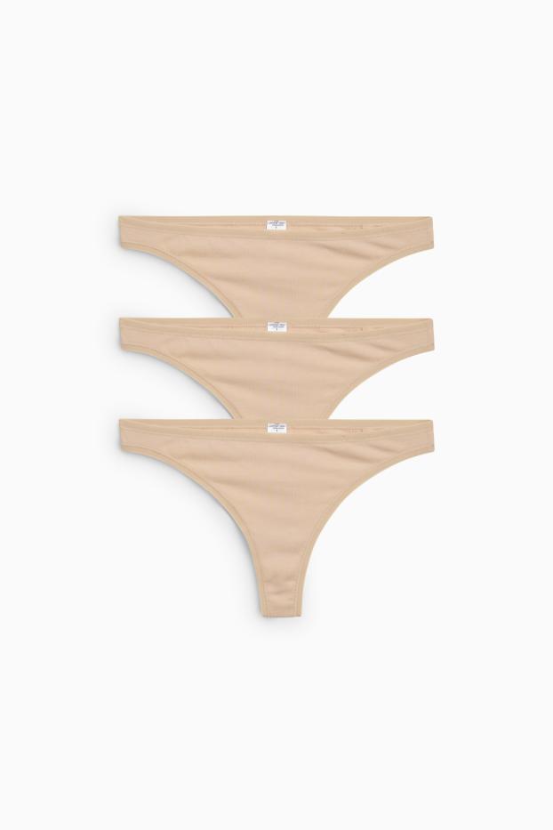 Femmes - Lot de 3 - strings - beige