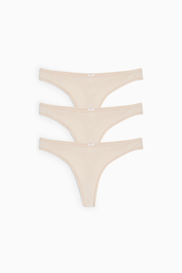 Femmes - Lot de 3 - strings - beige