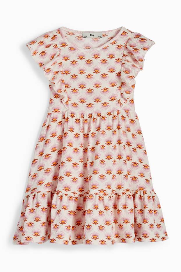 Bambine - Vestito - fantasia - in tessuto tramato - rosa