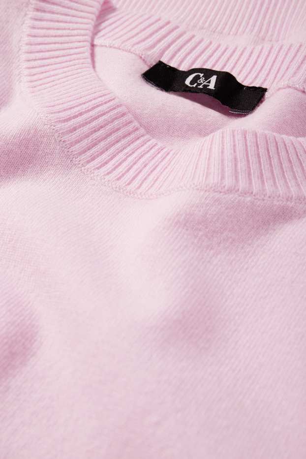Women - Knitted jumper - short sleeve - rose