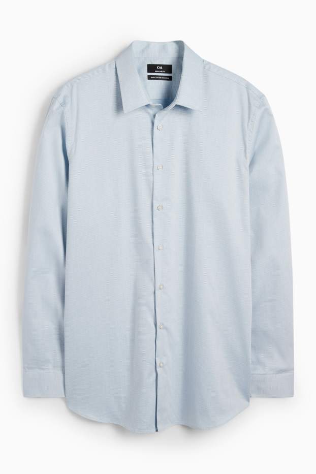 Hommes - Chemise de bureau - regular fit - col kent - facile à repasser - texturé - bleu clair