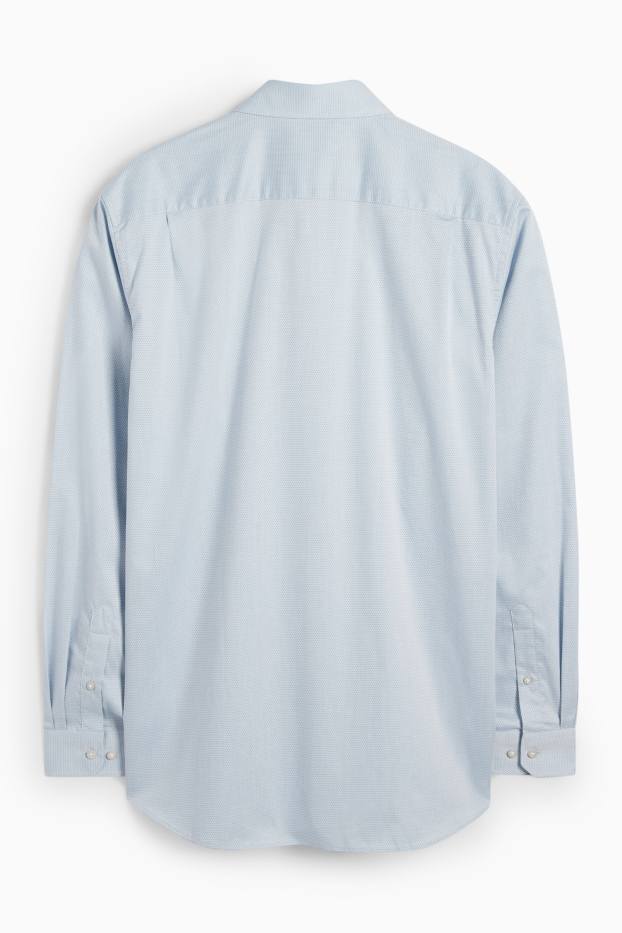 Hommes - Chemise de bureau - regular fit - col kent - facile à repasser - texturé - bleu clair