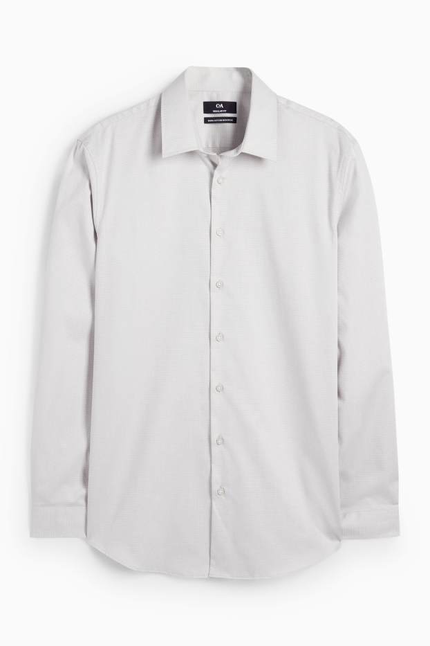 Uomo - Camicia business - regular fit - collo all'italiana - senza necessità di stiratura - tessuto tramato - grigio chiaro