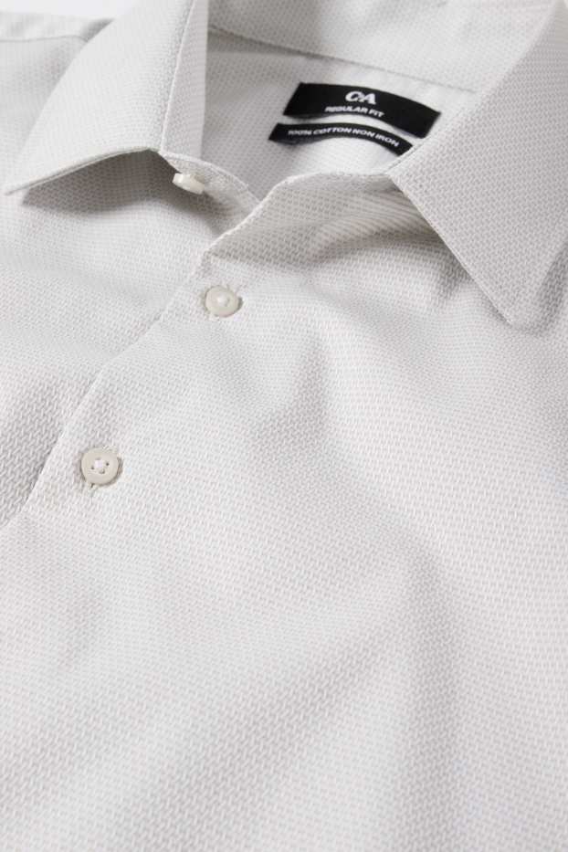 Uomo - Camicia business - regular fit - collo all'italiana - senza necessità di stiratura - tessuto tramato - grigio chiaro