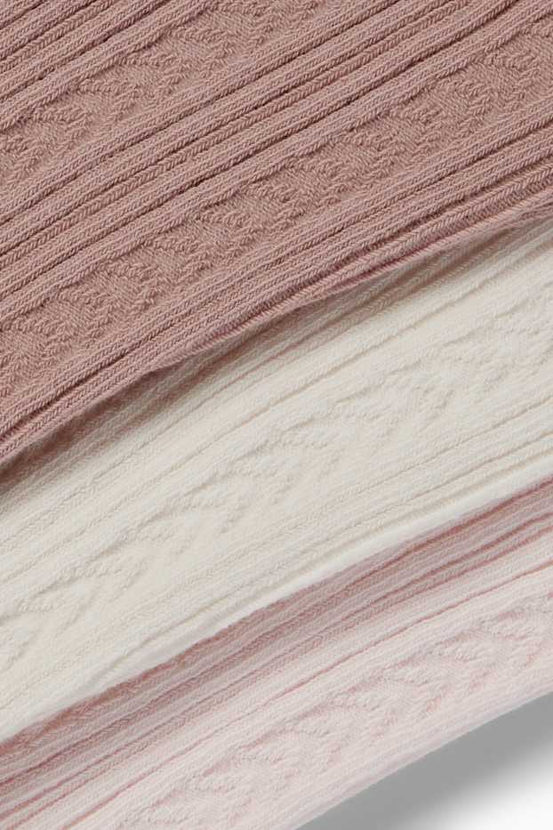 Baby Girls - Multipack of 3 - baby tights - cable knit pattern - rose