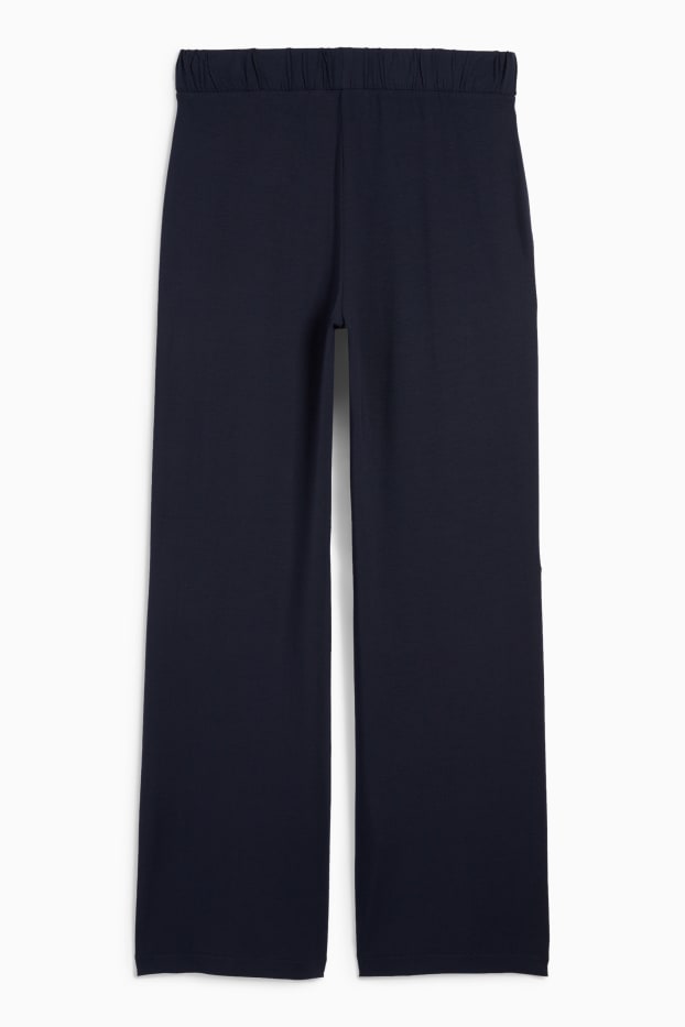 Dames - Basic jersey broek - mid waist - straight fit - donkerblauw