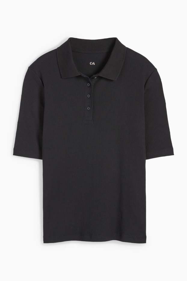 Femmes - Polo - côtelé - noir