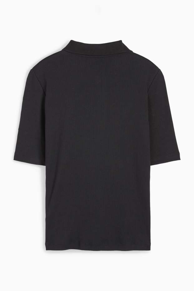 Femmes - Polo - côtelé - noir