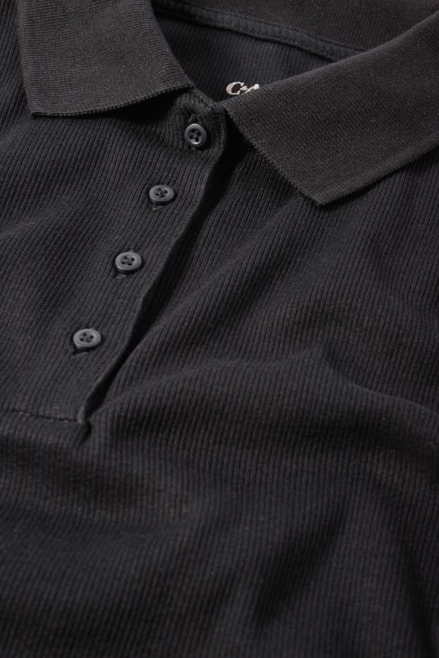 Femmes - Polo - côtelé - noir