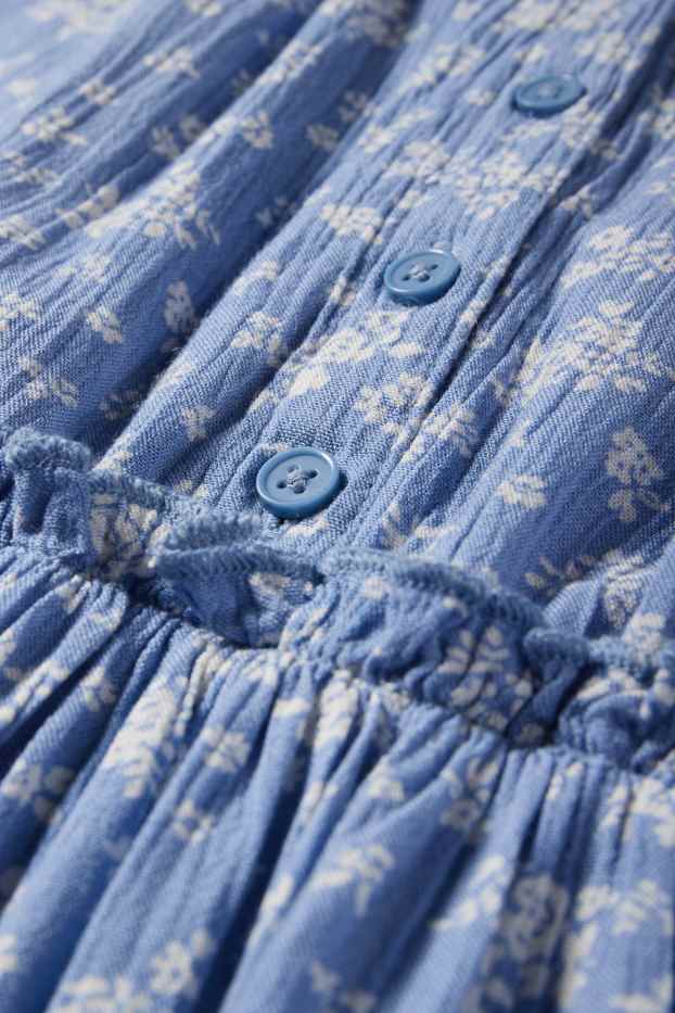 Kinder Mädchen - Kleid - geblümt - blau