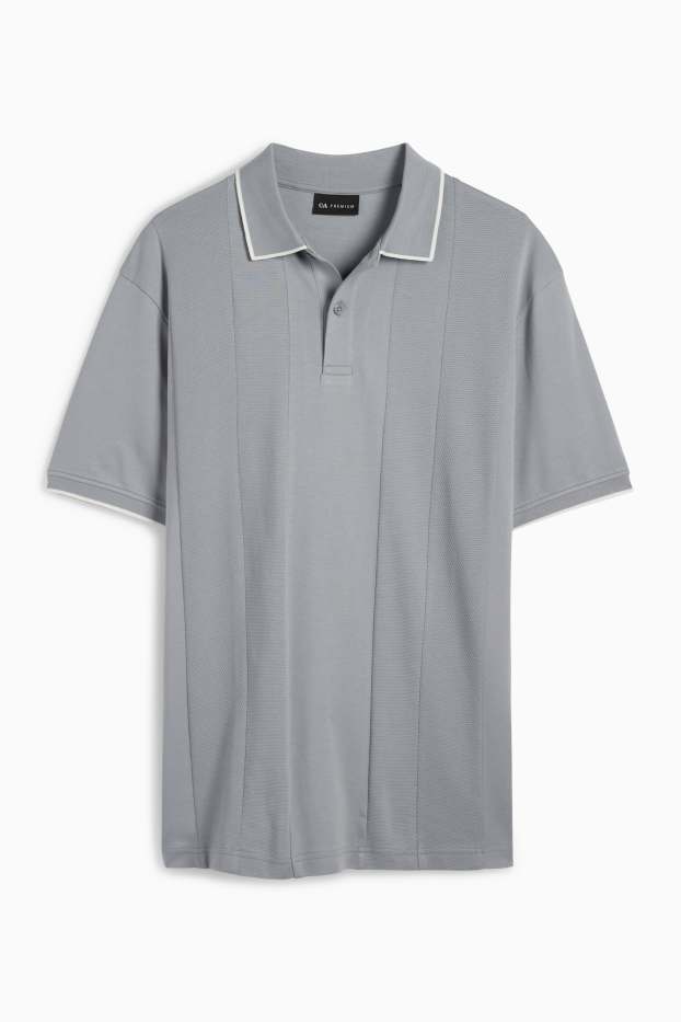 Pánské - Polokošile - regular fit - strukturovaná - světle šedá