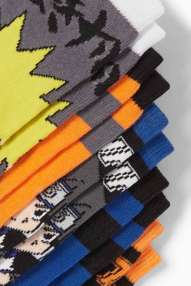 Kinder Buben - Multipack 5er - Naruto - Socken mit Motiv - blau / grau