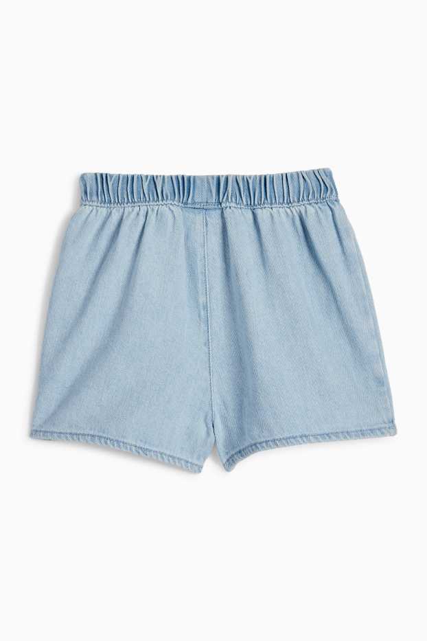 Kinderen: meisjes - Bloem - jeansskort - jeansblauw