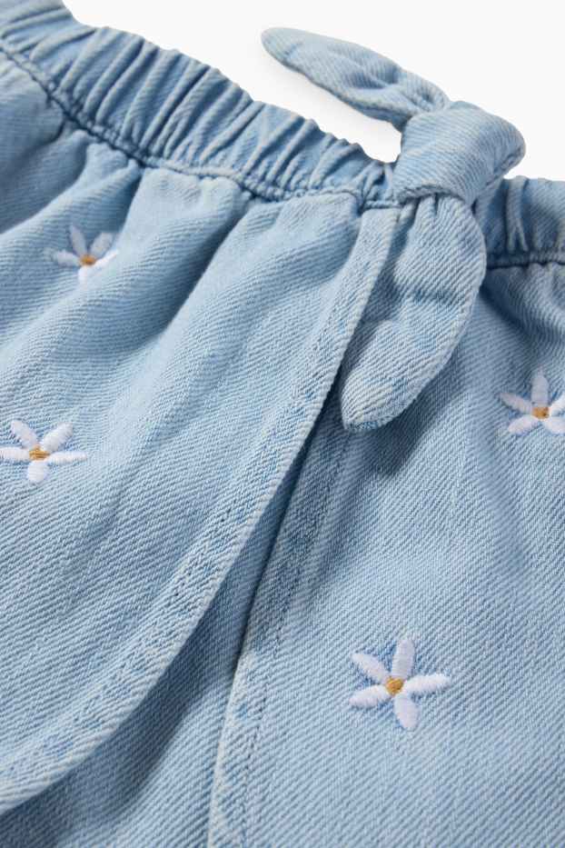 Kinderen: meisjes - Bloem - jeansskort - jeansblauw