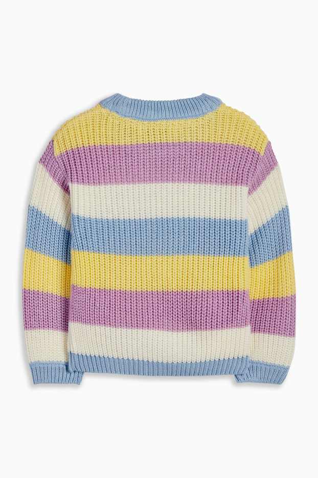 Enfants filles - Pull - côtelé - à rayures - blanc crème