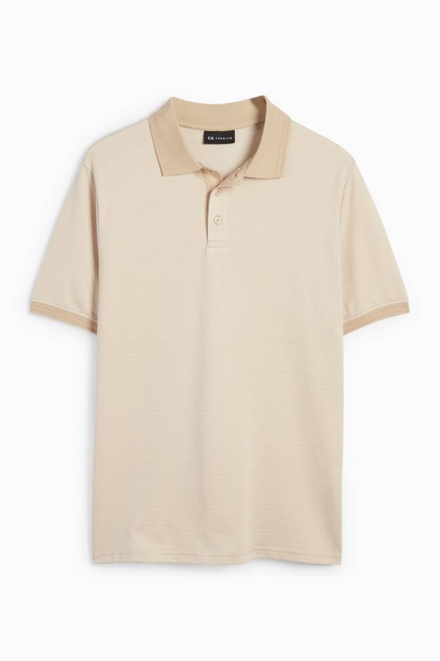 Men - Polo shirt - regular fit - patterned - light beige