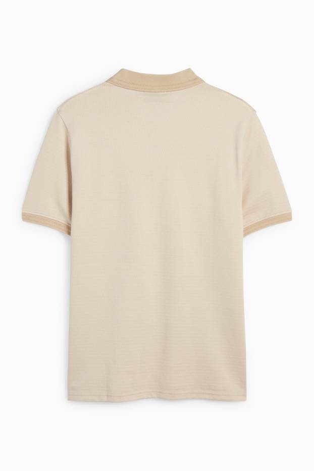 Men - Polo shirt - regular fit - patterned - light beige