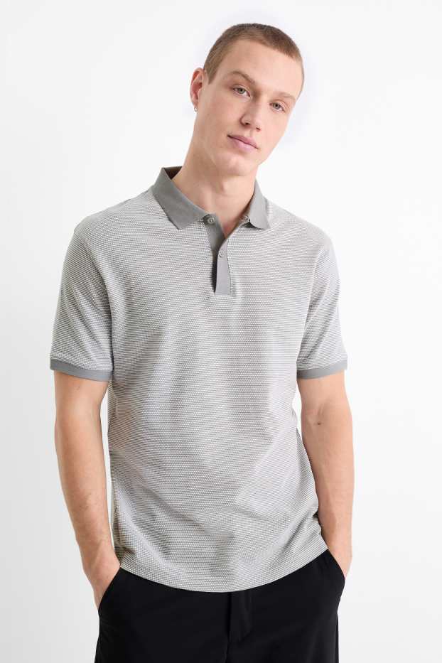 Herren - Poloshirt - Regular Fit - strukturiert - grau