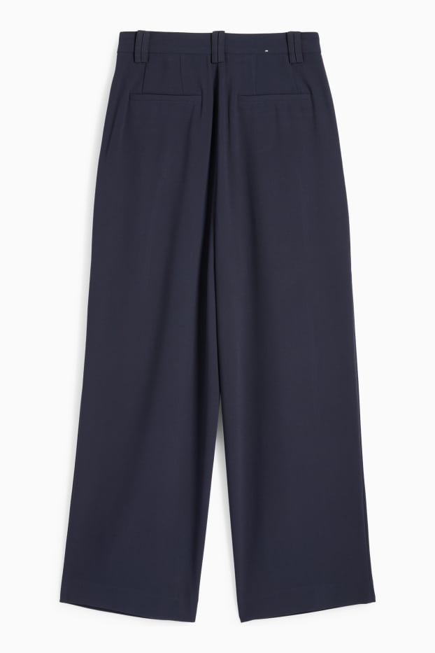 Damen - Stoffhose - High Waist - Wide Leg - dunkelblau