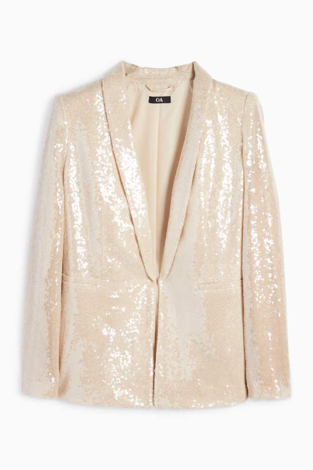 Femmes - Blazer à sequins - regular fit - beige clair