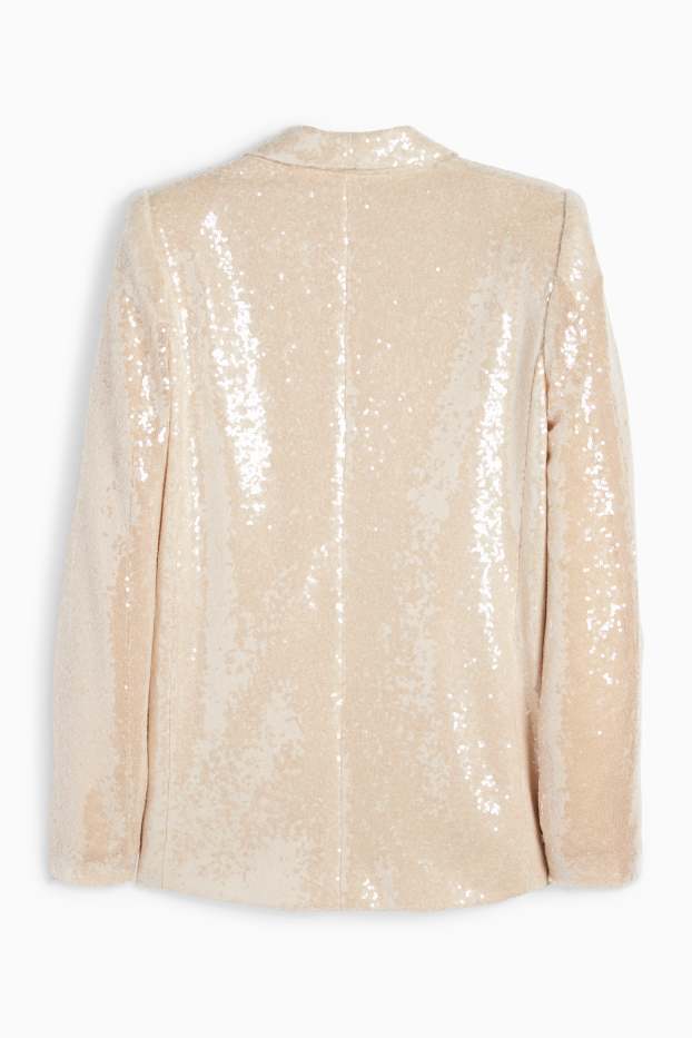 Femmes - Blazer à sequins - regular fit - beige clair