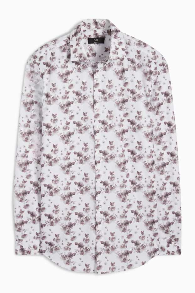 Hommes - Chemise de bureau - slim fit - col cutaway - à motif - blanc