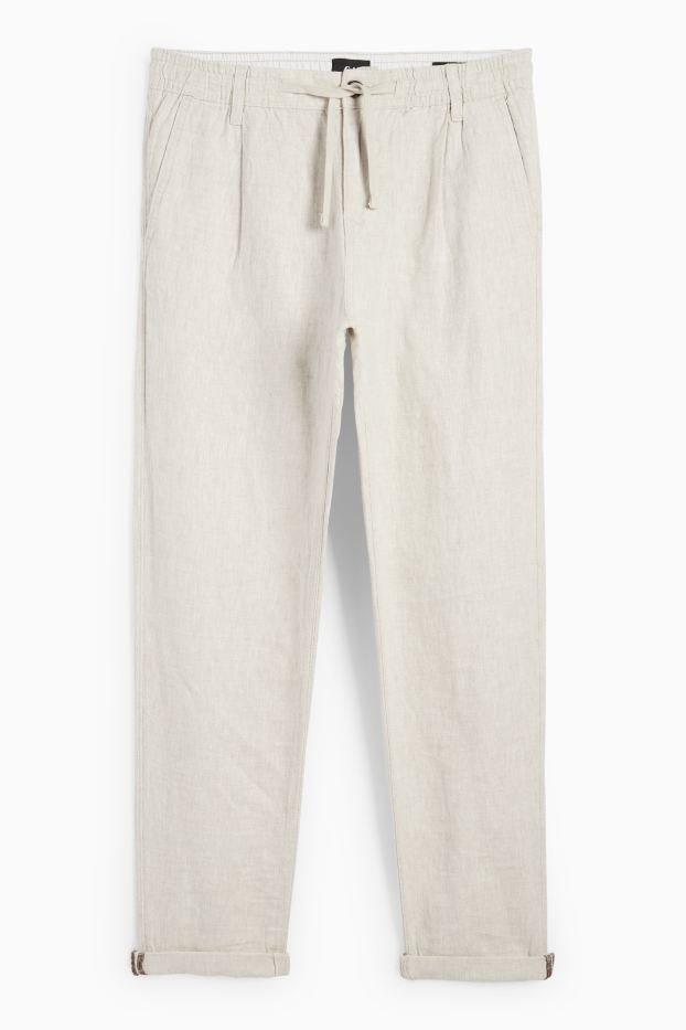 Herren - Chino - Tapered Fit - Leinen-Mix - hellbeige