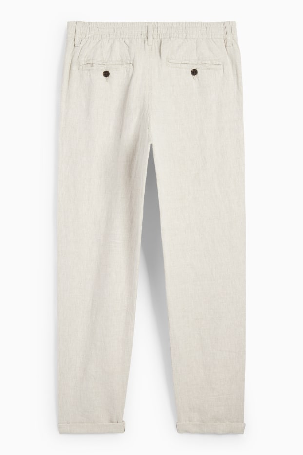 Herren - Chino - Tapered Fit - Leinen-Mix - hellbeige