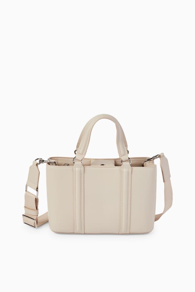 Donna - Borsa a tracolla con spallaccio staccabile - similpelle - beige chiaro