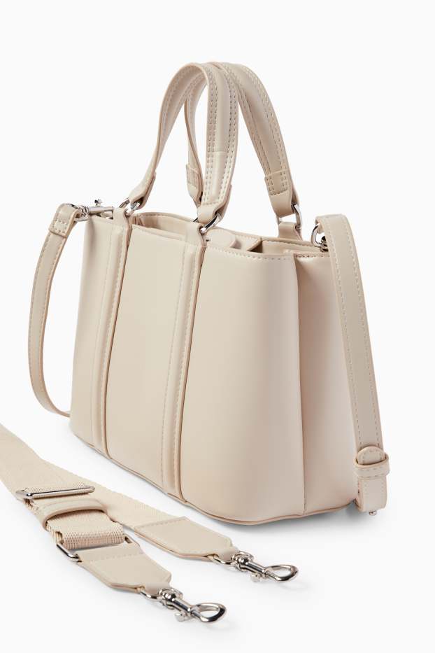 Donna - Borsa a tracolla con spallaccio staccabile - similpelle - beige chiaro