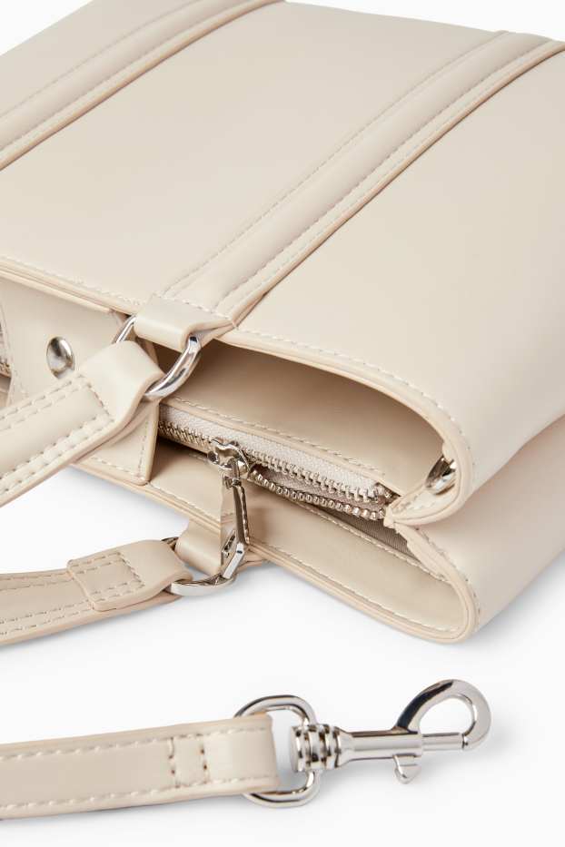 Donna - Borsa a tracolla con spallaccio staccabile - similpelle - beige chiaro
