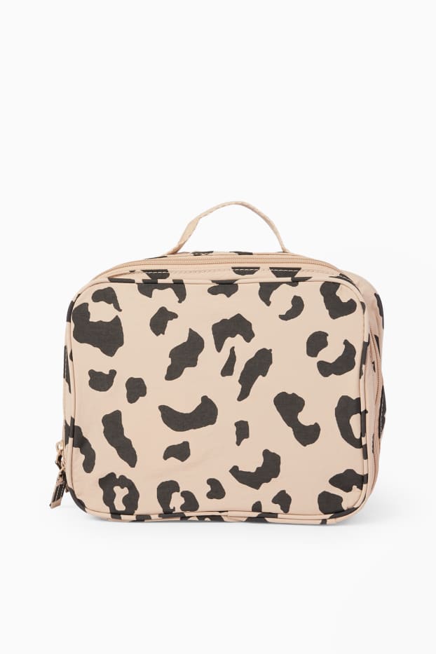 Dames - Reistas - 3-delig - luipaardprrint - beige