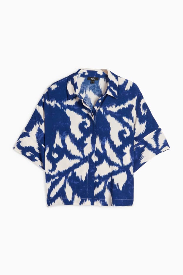 Women - Blouse - patterned - blue