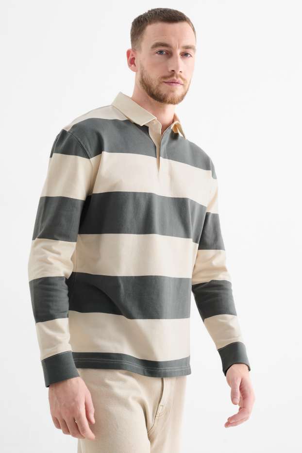 Hommes - Polo - à rayures - vert / beige