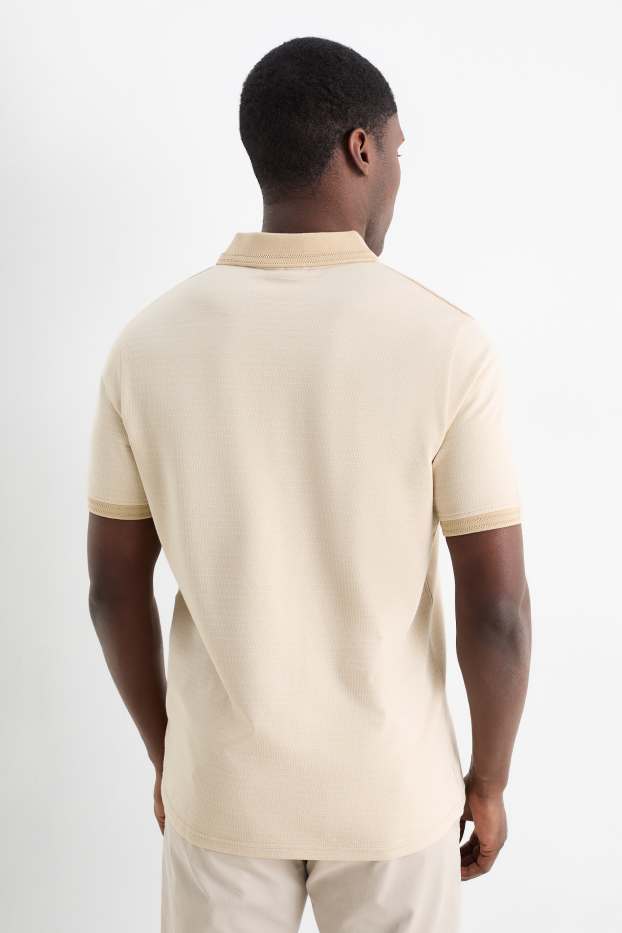 Men - Polo shirt - regular fit - patterned - light beige