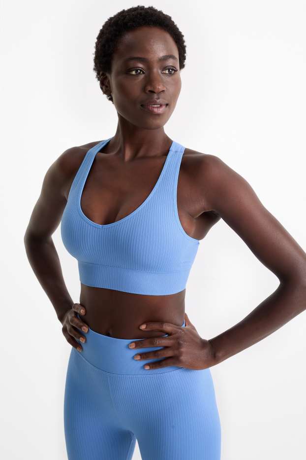 Femmes - Soutien-gorge de sport - ampliforme - sans coutures - bleu