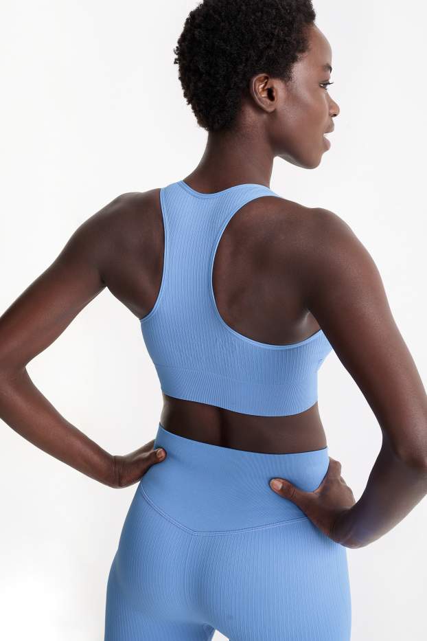 Femmes - Soutien-gorge de sport - ampliforme - sans coutures - bleu