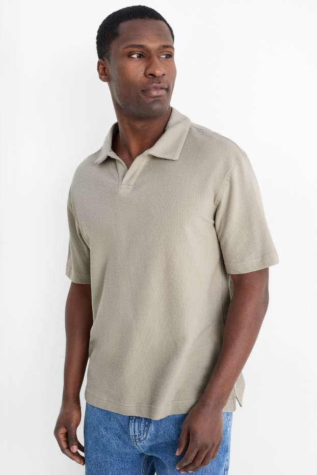 Herren - Poloshirt - gerippt - grau