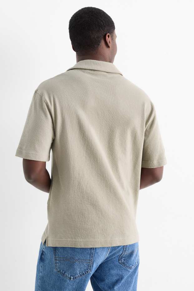 Herren - Poloshirt - gerippt - grau