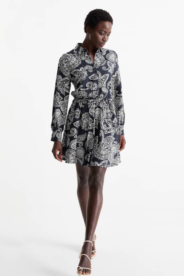 Donna - Vestito a blusa - fantasia - blu scuro