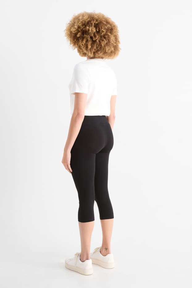Damen - Multipack 2er - Basic-Capri-Leggings - schwarz