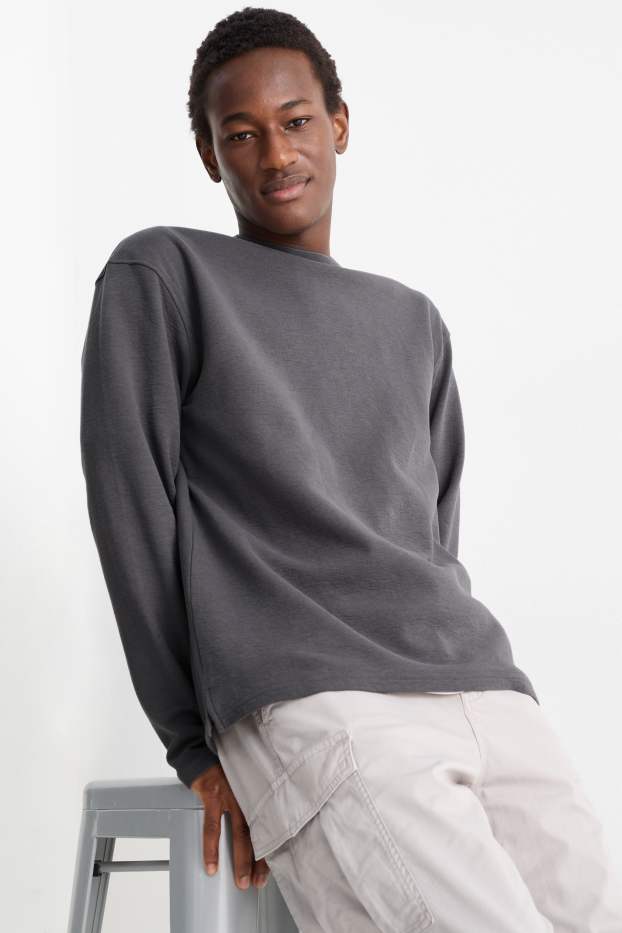 Herren - Langarmshirt - dunkelgrau